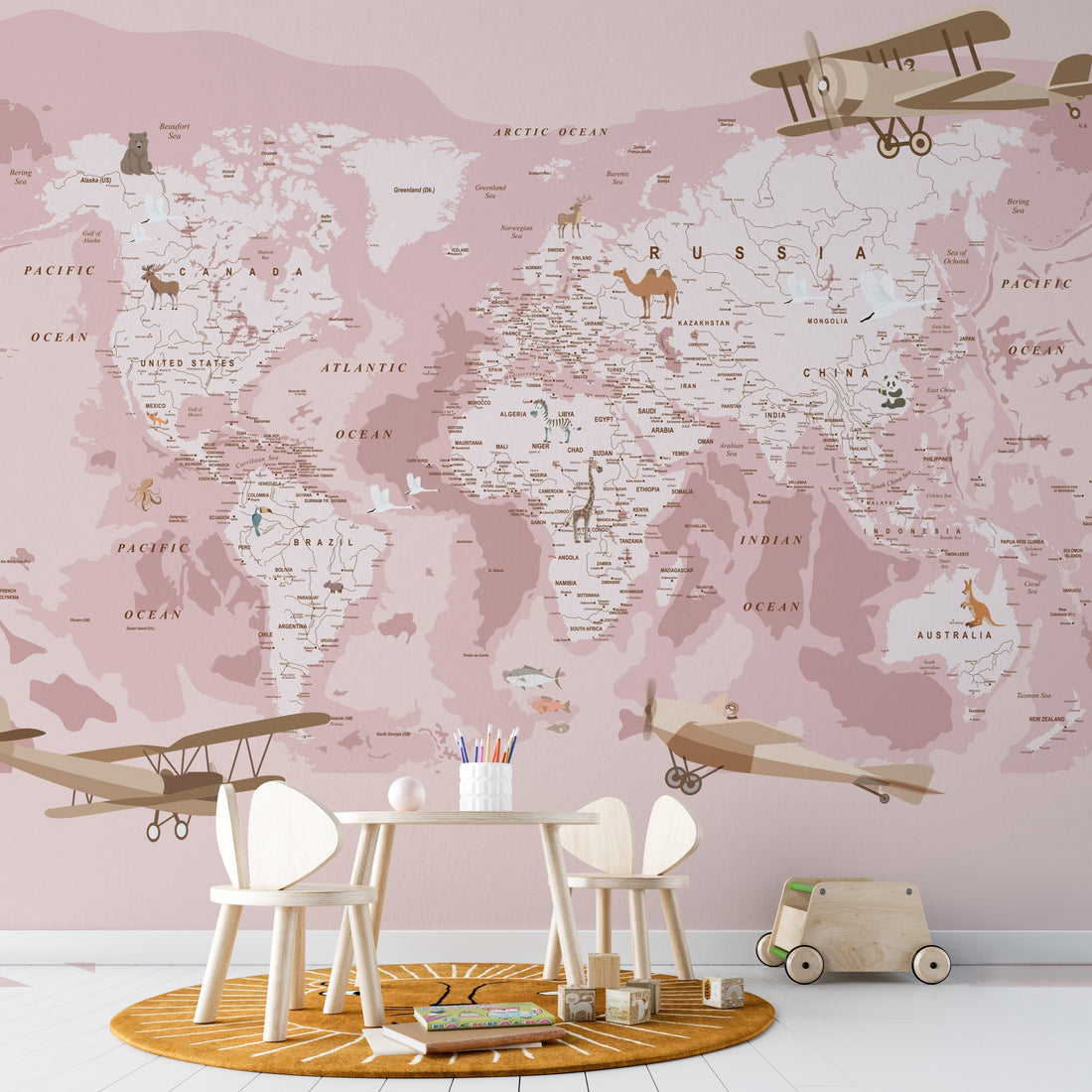 Kids Wallpaper Dubai Pink Map