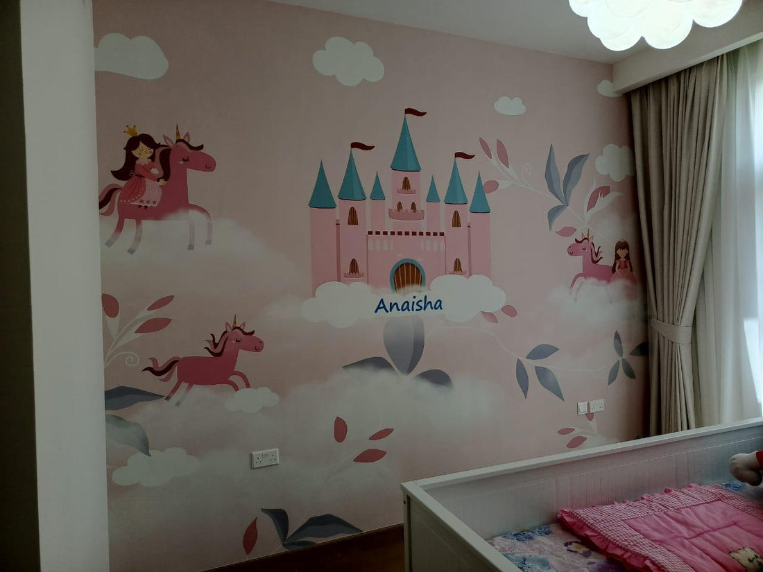 Kids Wallpaper Dubai Nursery Pink Castle Princess
