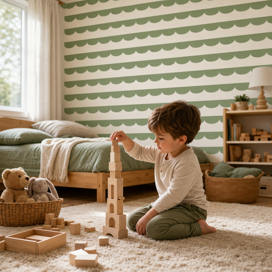 Sage Scallop kids room mockup