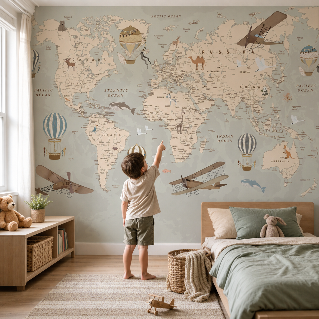 Explorer Map kids room mockup
