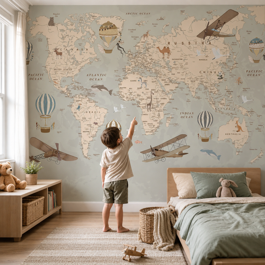 Explorer Map kids room mockup