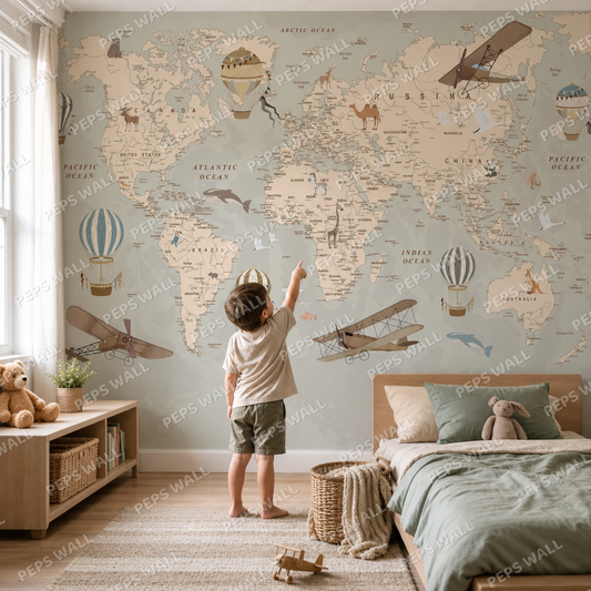 Explorer Map kids room mockup