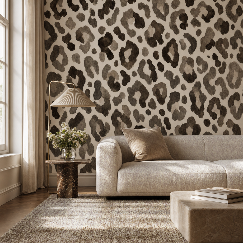 Soft Leopard Neutral living room mockup