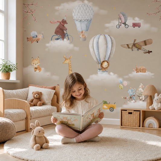 air balloons kids room mockup