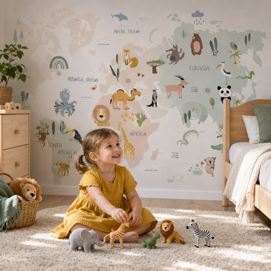 Animals of the World kids room mockup