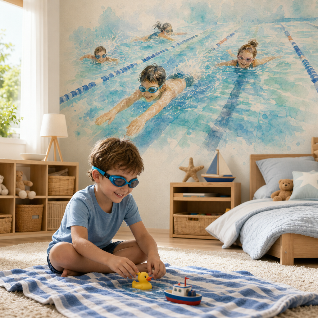 Swimming Splash - Watercolor kids room mockup