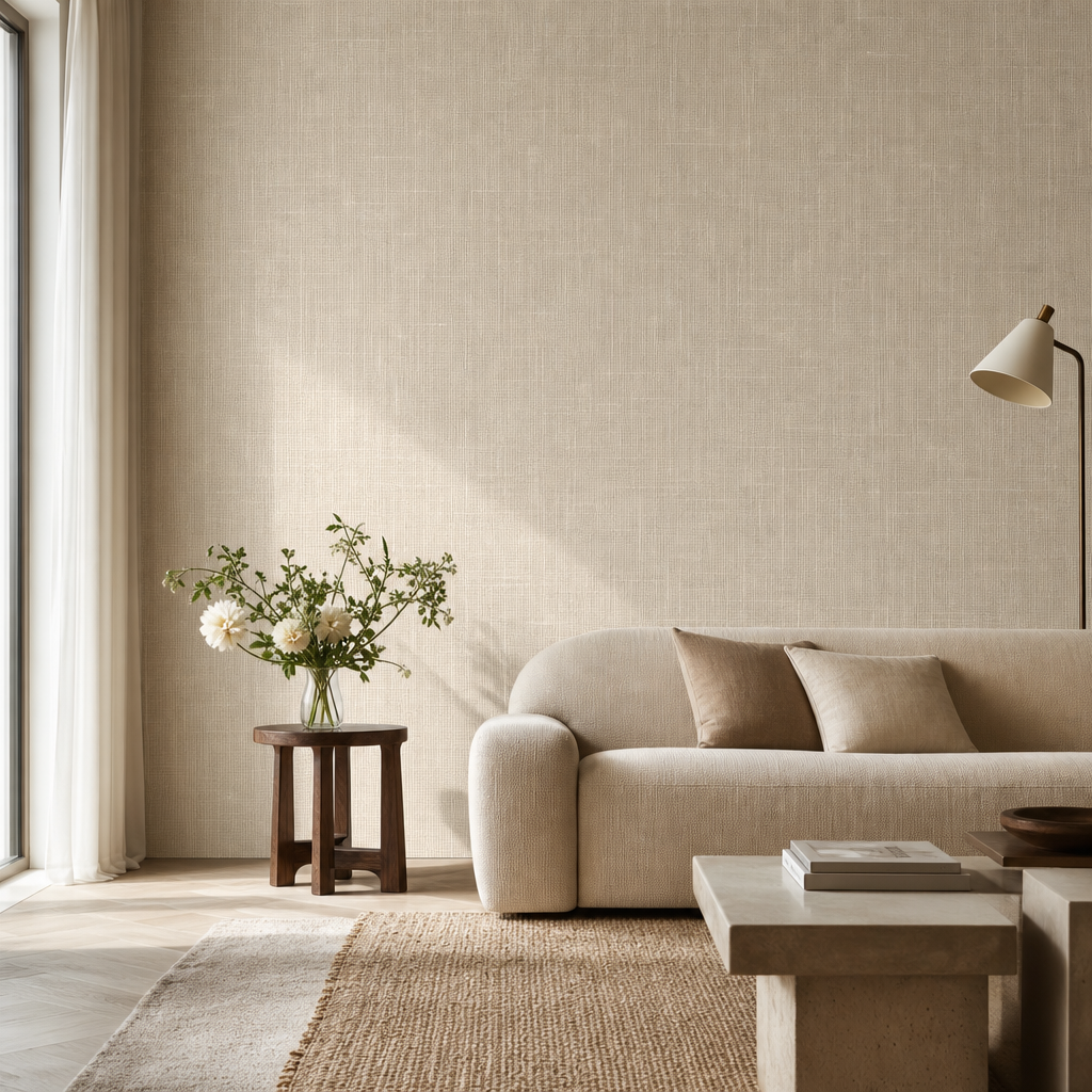Ivory Linen Weave living room mockup