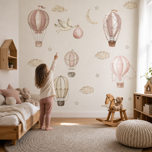 Vintage Balloons kids room mockup