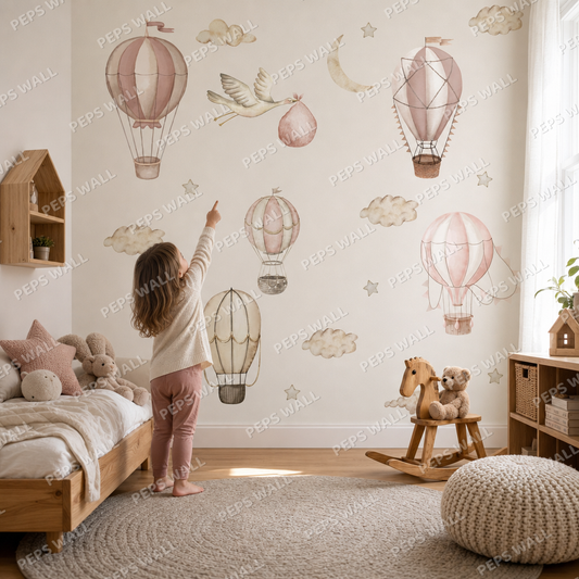 Vintage Balloons kids room mockup
