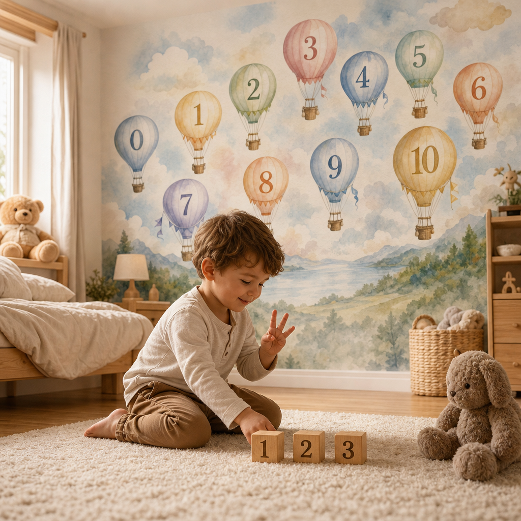 Counting Balloons - Watercolor kids room mockup