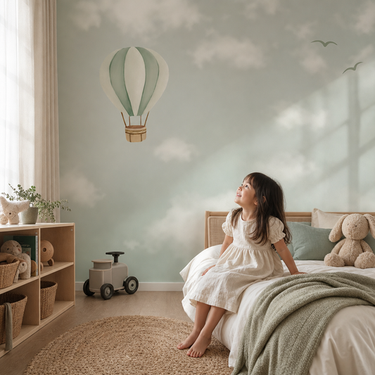 Green Clouds kids room mockup