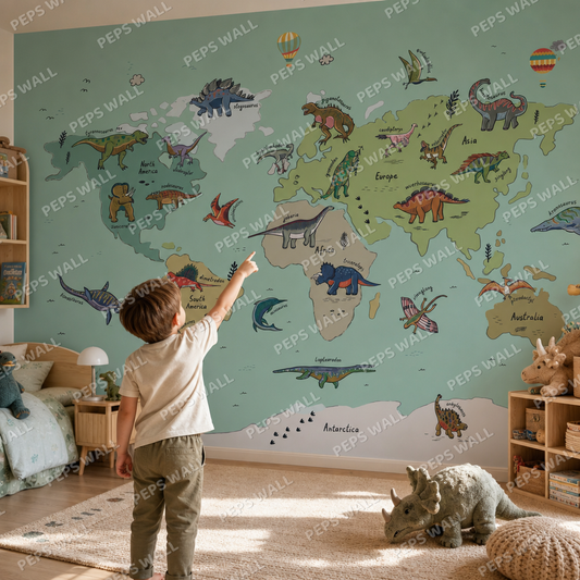 Dino Map - Multicolors kids room mockup