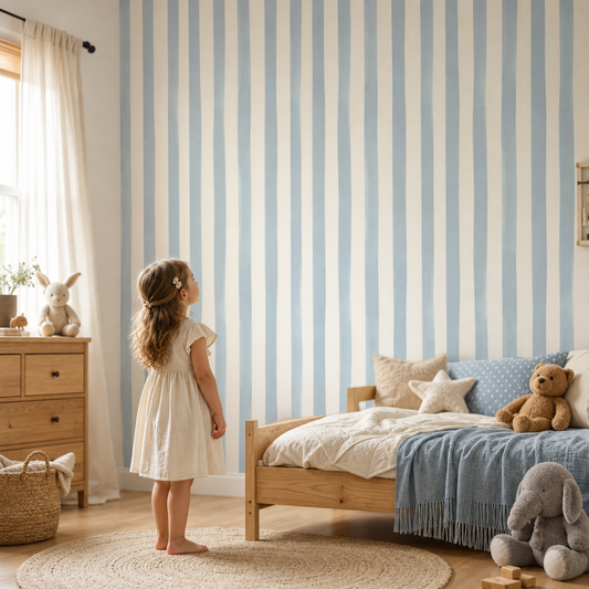 Powder Blush Stripes kids room mockup
