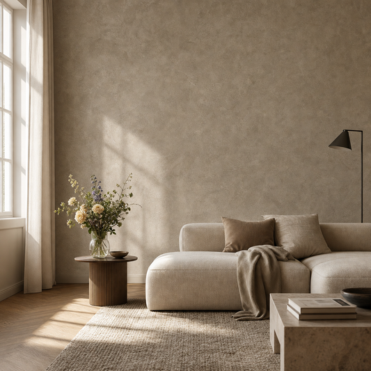 Taupe Plaster living room mockup