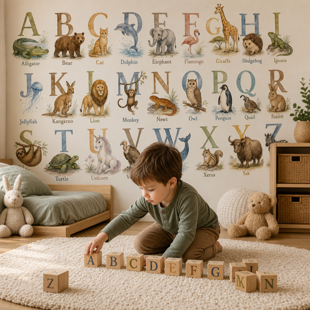 Animal Alphabet - Watercolor kids room mockup