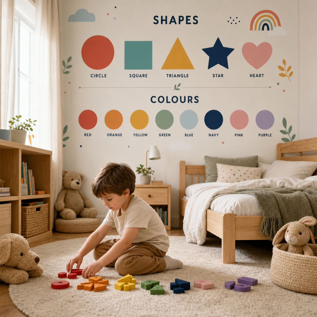 Shapes and Colours - Minimalist kids room mockup