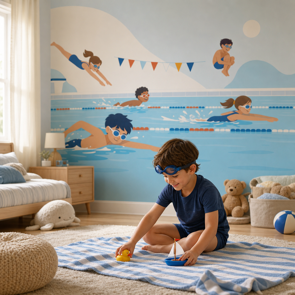 Swimming Splash - Minimalist kids room mockup