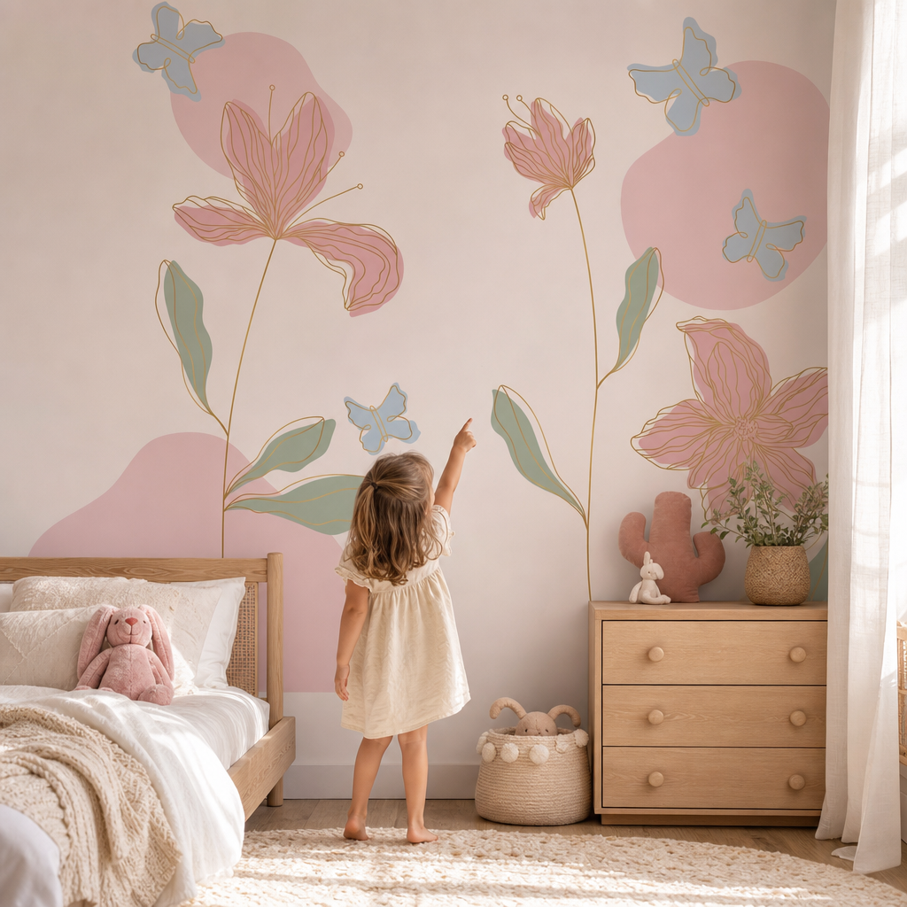 Pink Bloom kids room mockup