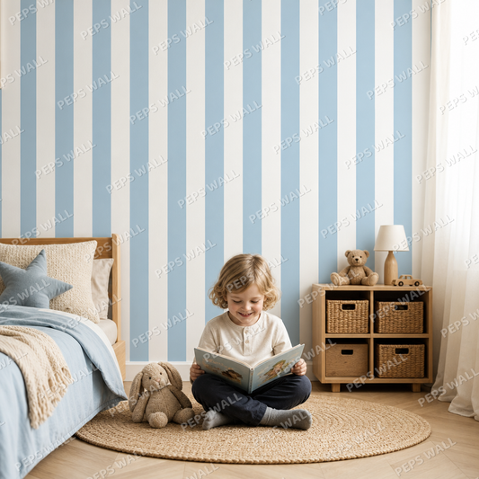 Blue Stripe Classic kids room mockup
