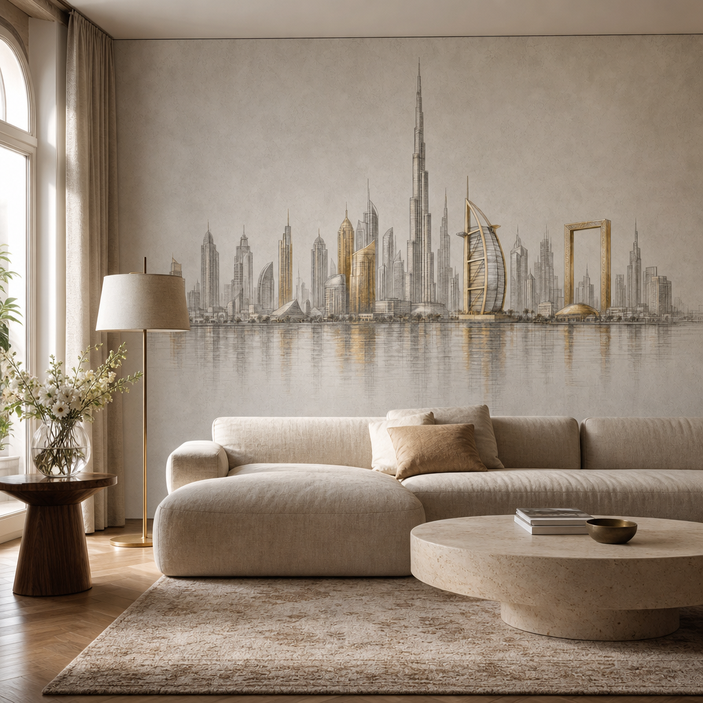 Dubai Gold Lines living room mockup