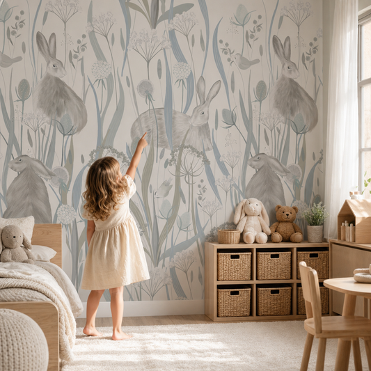 Bunnies kids room mockup