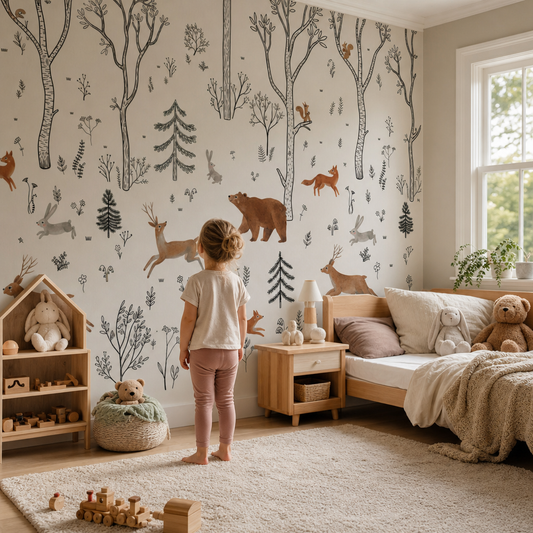 Woodland Watercolors kids room mockup