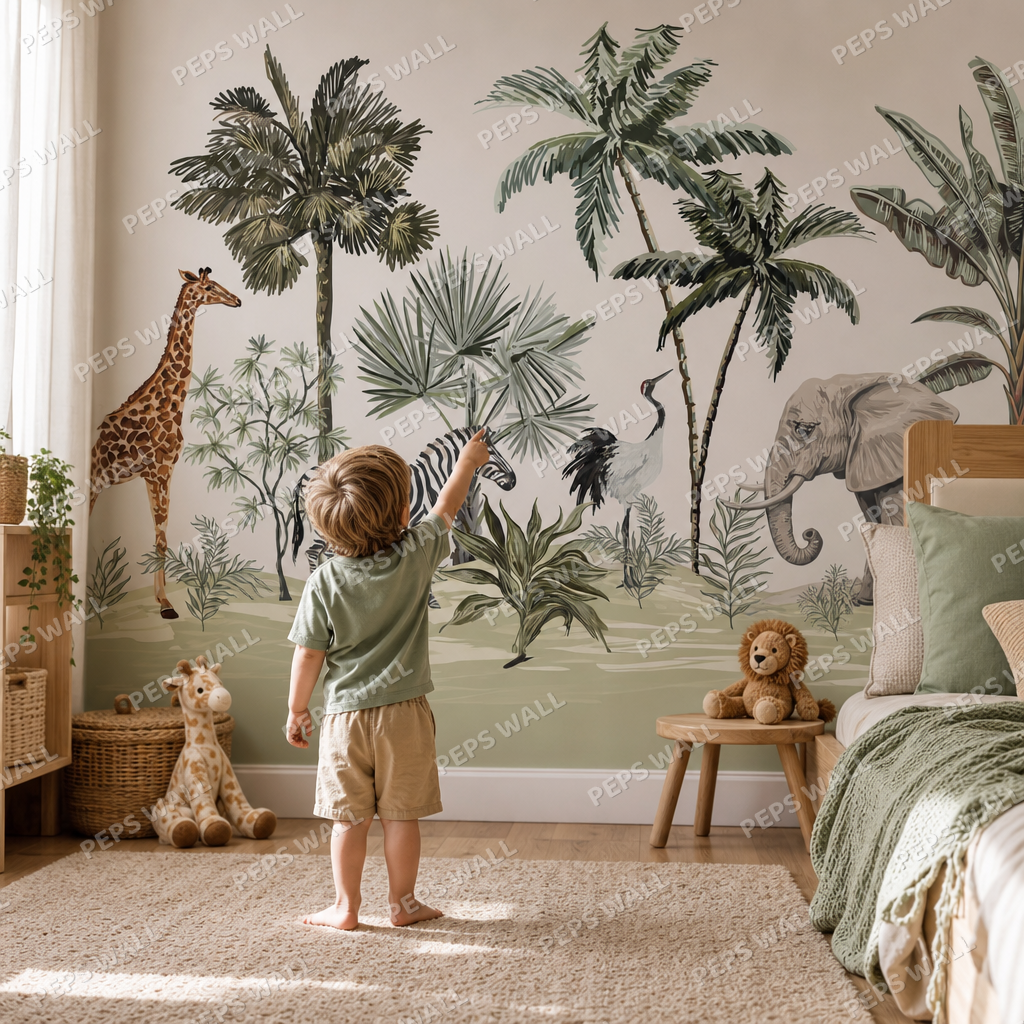 Safari Zen kids room mockup