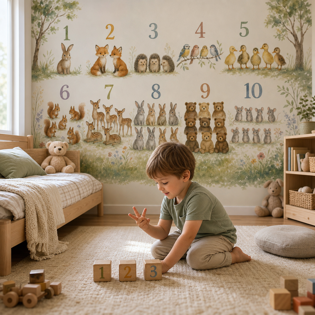 Counting Safari - Watercolor kids room mockup
