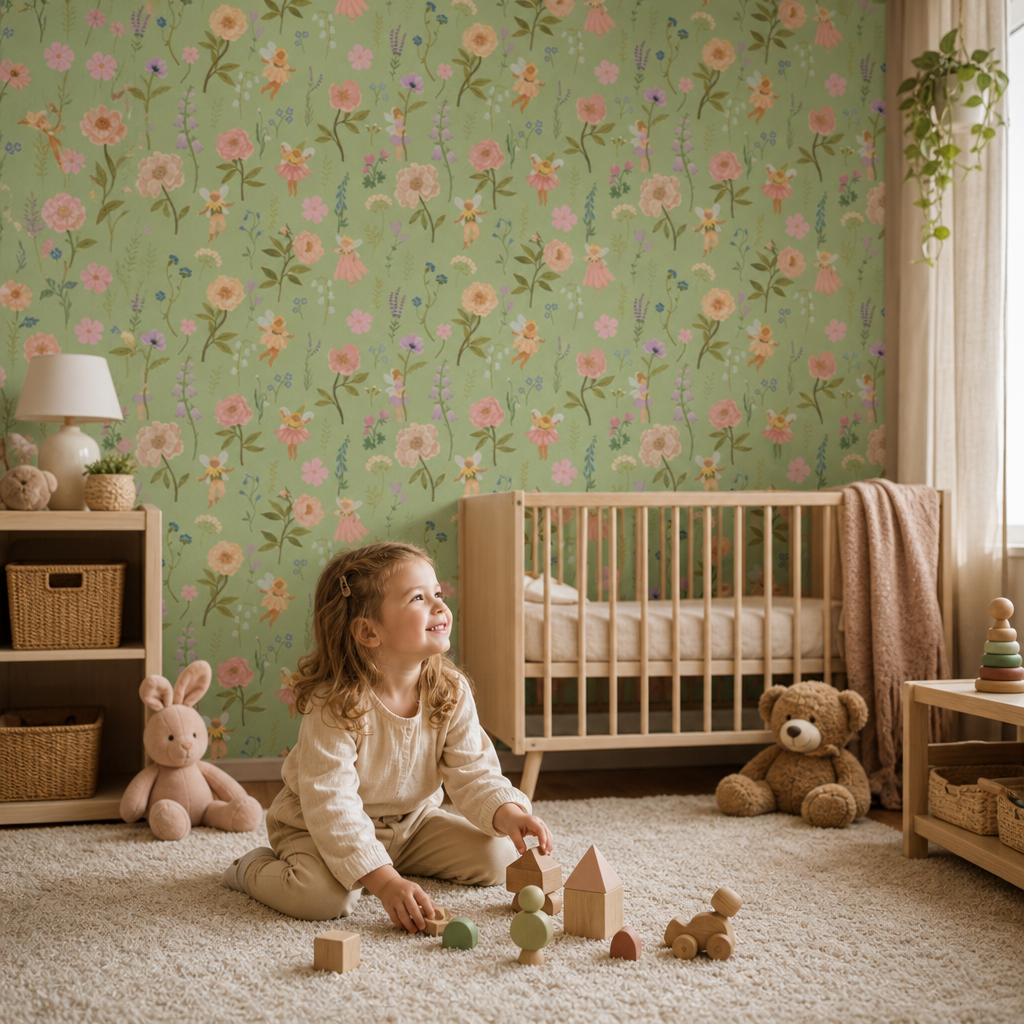 Festive Spring - Green kids room mockup
