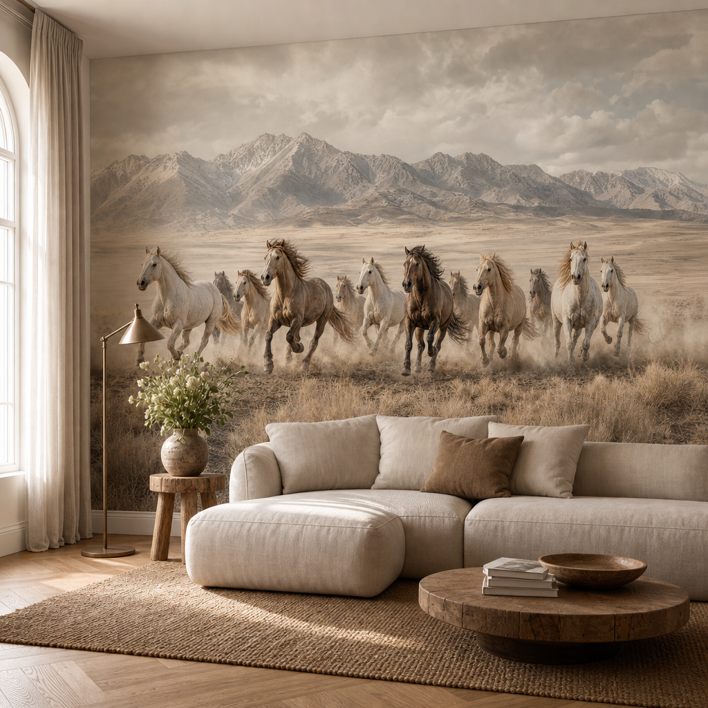 Wild Horses Run living room mockup