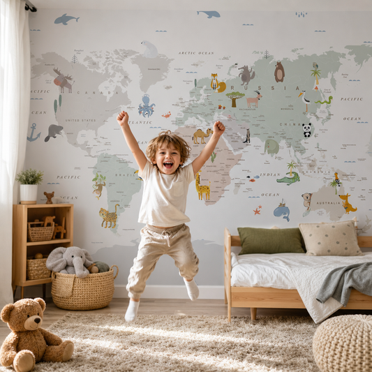 Kids World Map kids room mockup