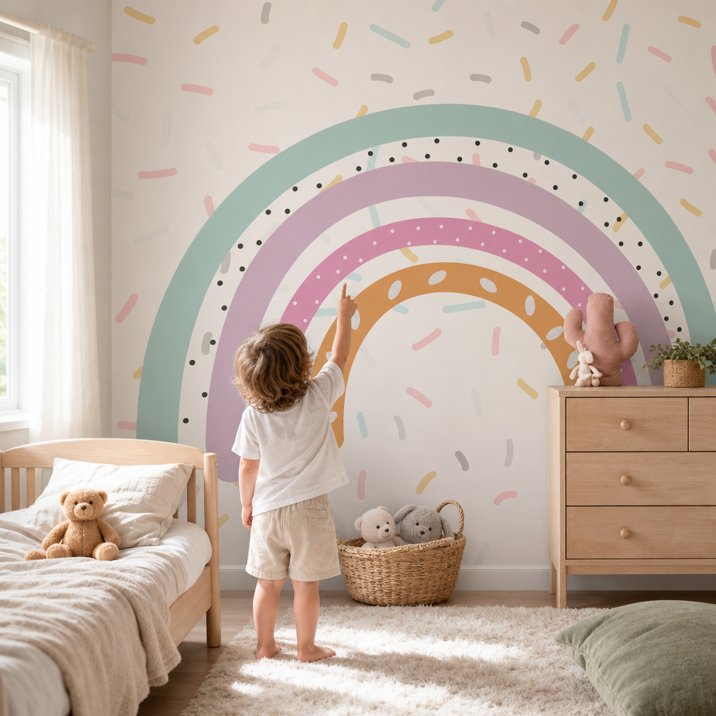 Rainbow & Confettis kids room mockup