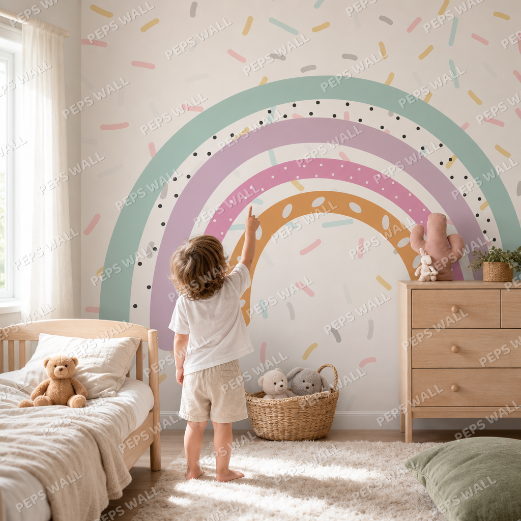Rainbow & Confettis kids room mockup