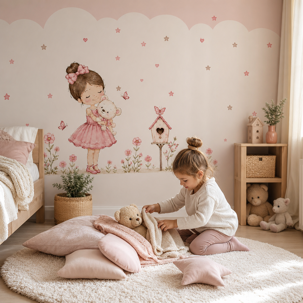 Teddy Bear Garden Dreams kids room mockup