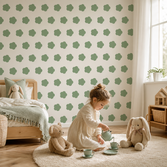 Sage Ditsy Floral kids room mockup
