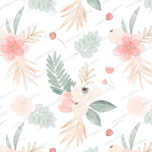 Watercolor flowers — neutral wallpaper mural, Peps Wall Dubai