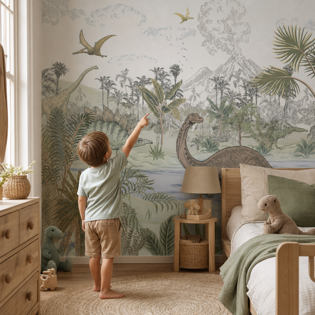 Dinos &  Mountains kids room mockup