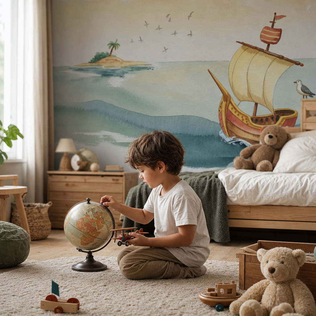 Pirate Ship Ocean Adventure kids room mockup