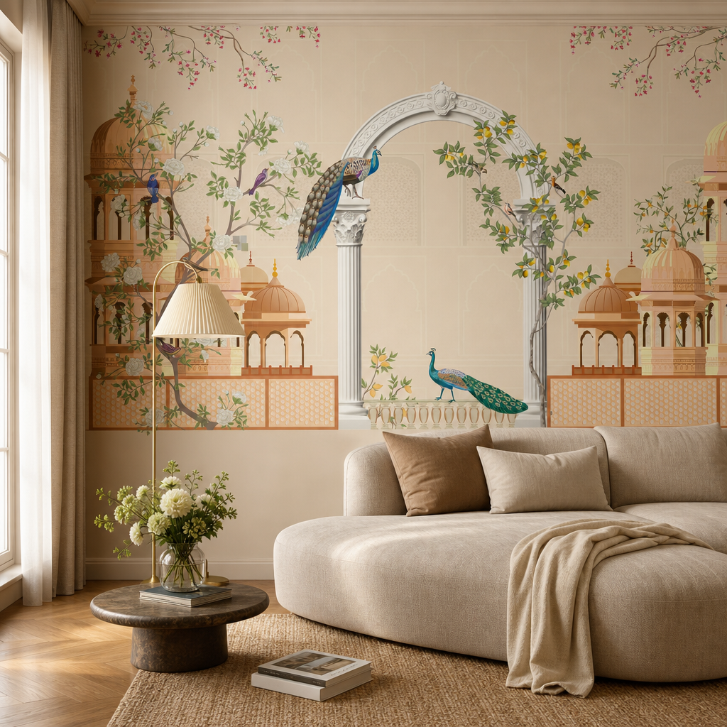 Rangoli Dusk living room mockup