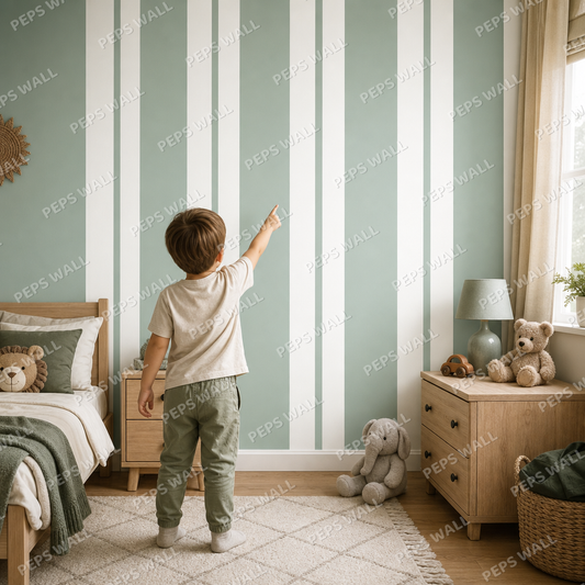 Green Stripe Vintage kids room mockup