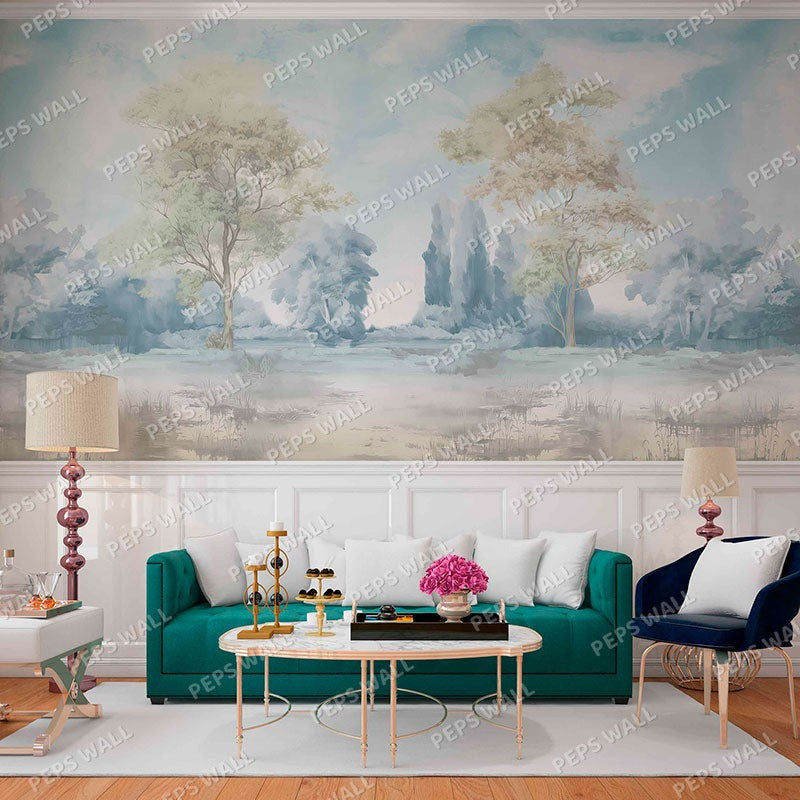Bluewood — forest wallpaper Dubai, Peps Wall