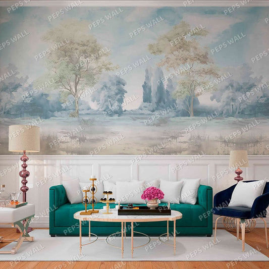 Bluewood — forest wallpaper Dubai, Peps Wall