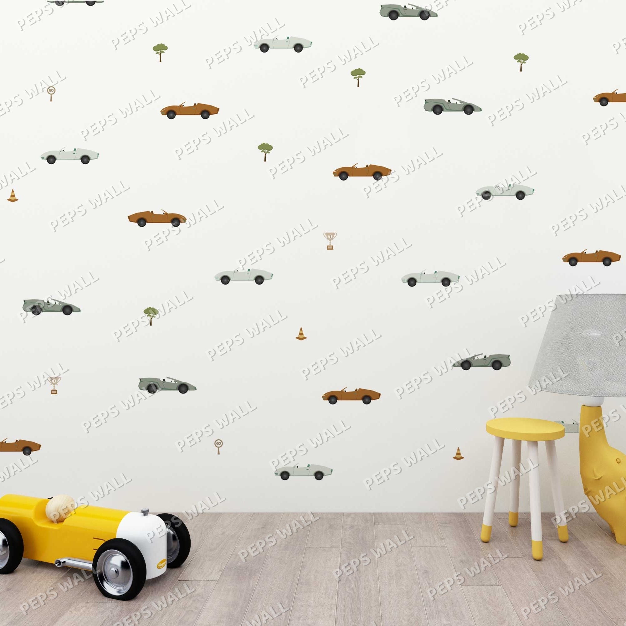 Vroom Vroom Wonderland — kids car wallpaper Dubai, Peps Wall