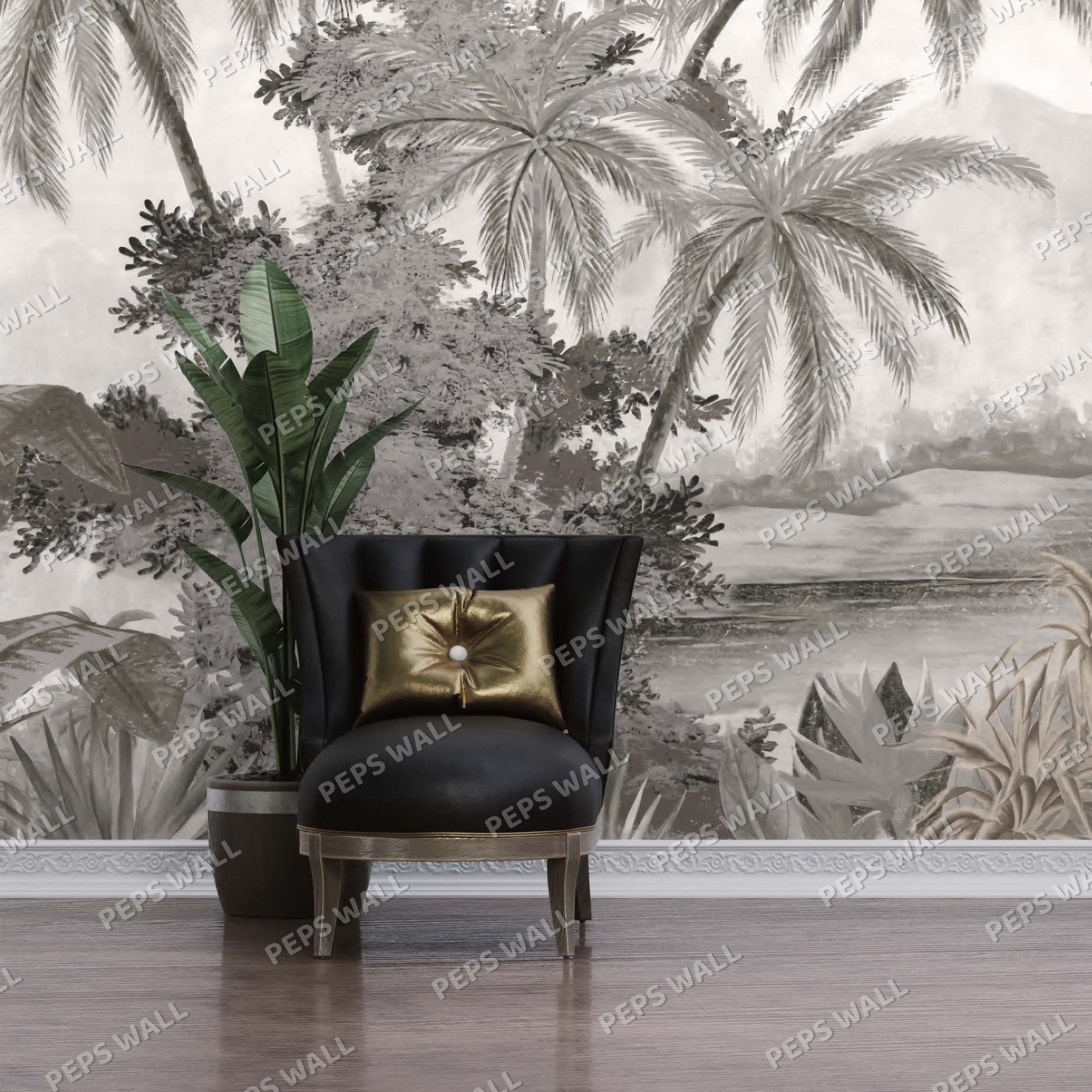 Chrome Tropical — custom wallpaper mural mural, Peps Wall Dubai