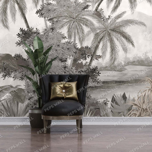 Chrome Tropical — custom wallpaper mural mural, Peps Wall Dubai