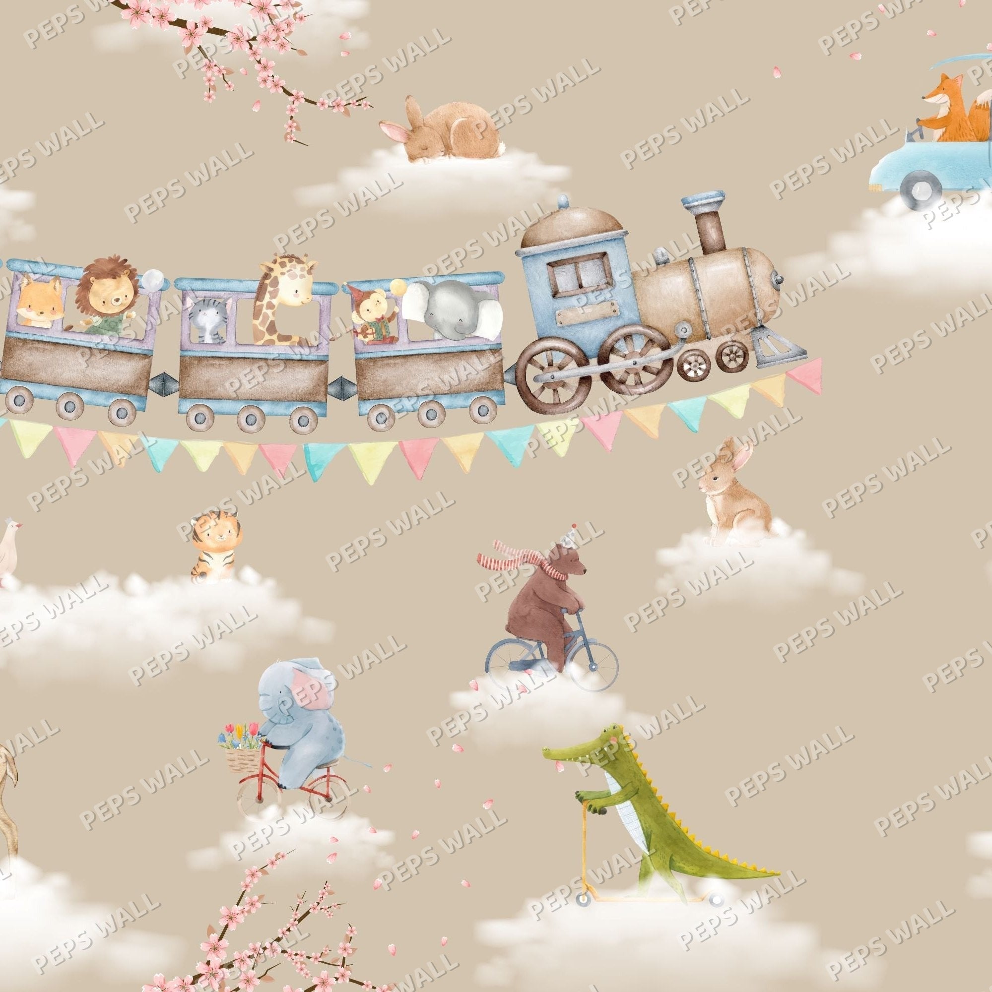Toy train in the clouds