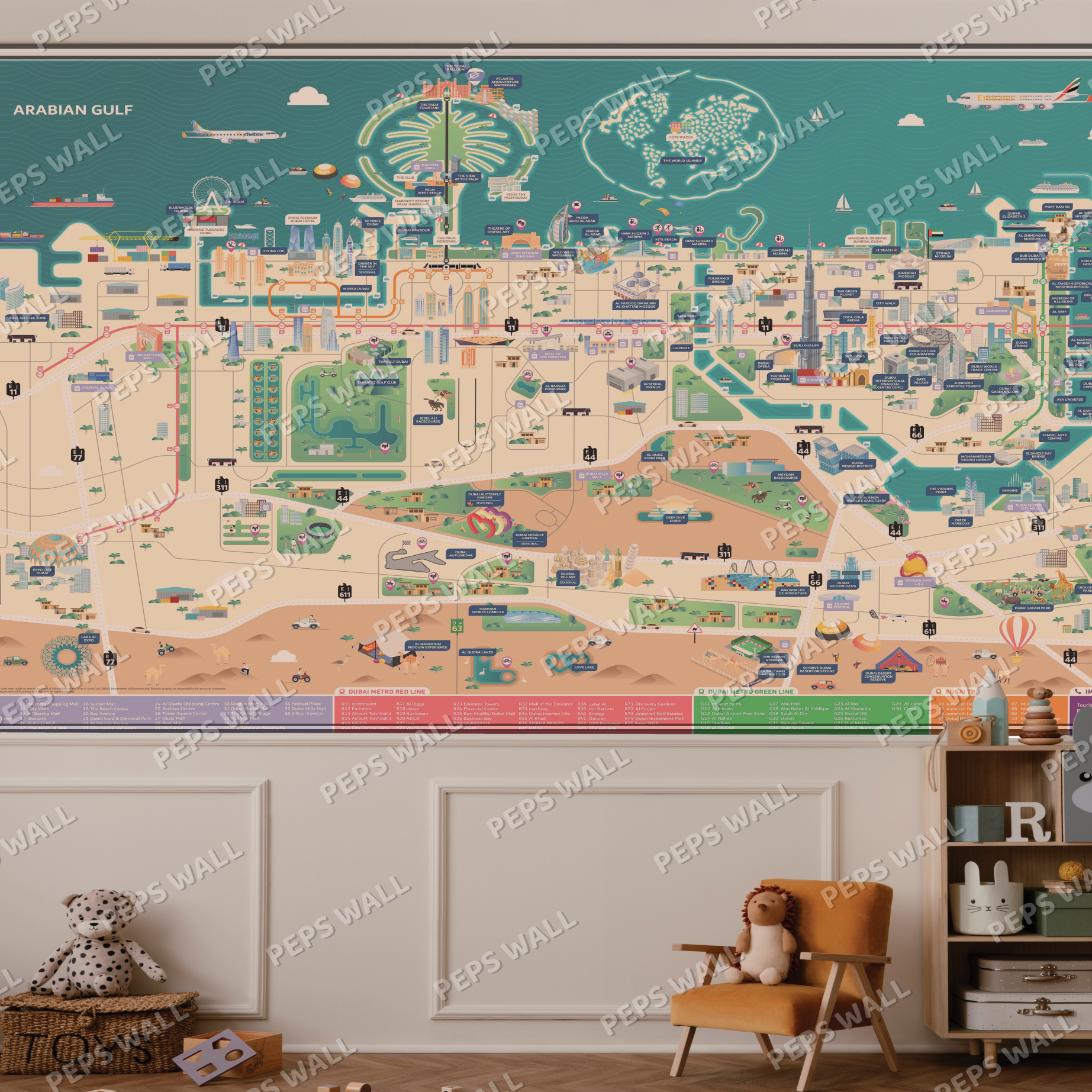Dubai Colorful Map — dubai skyline wallpaper Dubai, Peps Wall