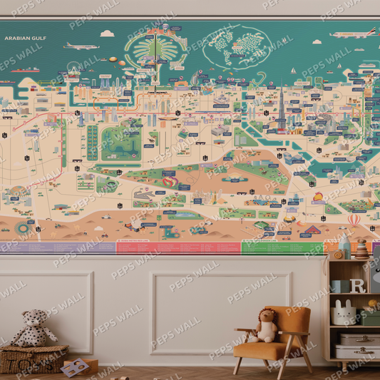 Dubai Colorful Map — dubai skyline wallpaper Dubai, Peps Wall