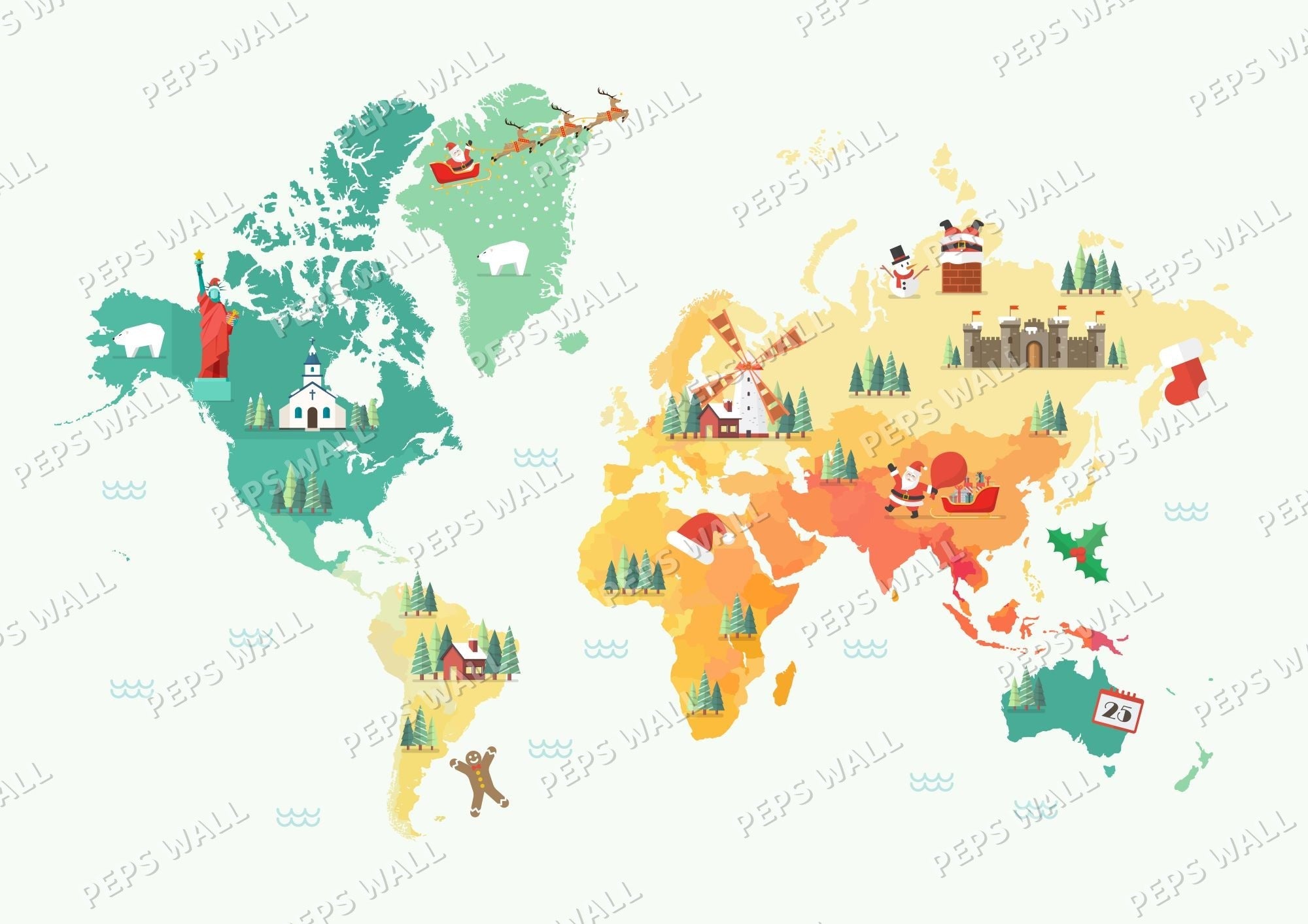 Winter World Map