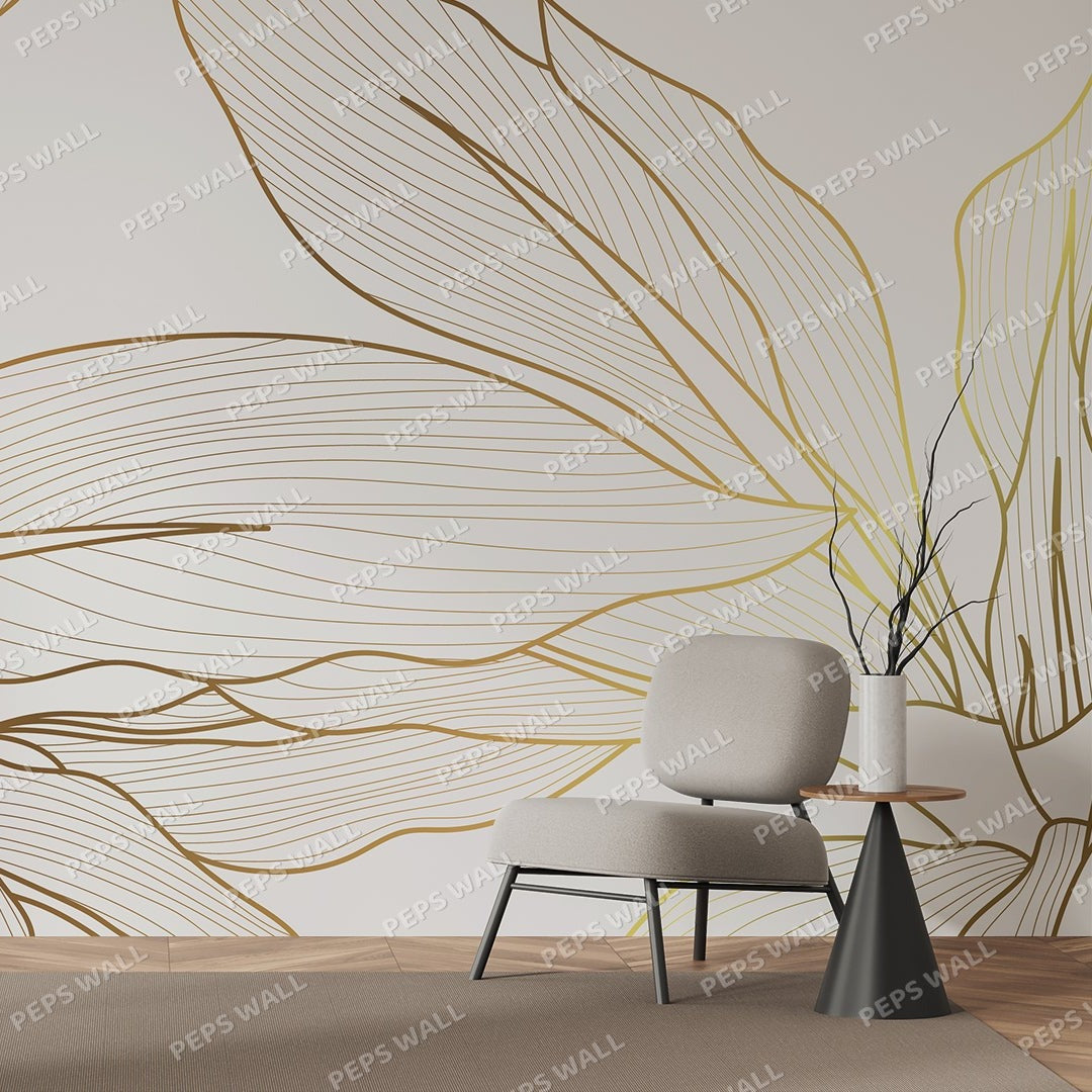 Golden Leaves #1 — abstract wallpaper Dubai, Peps Wall